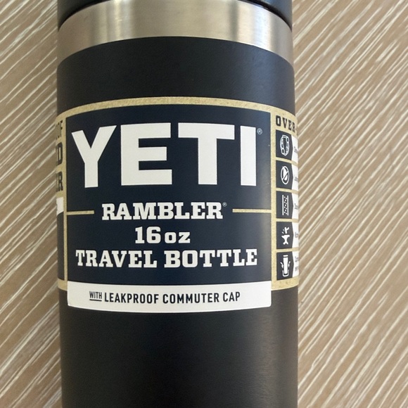 YETI RamblerTravel Bottle 16oz With Leakproof Commuter Cap Black Tumbler Cup Mug - Picture 3 of 12